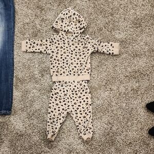 Little Me Tan Leopard Print Kids Matching Set